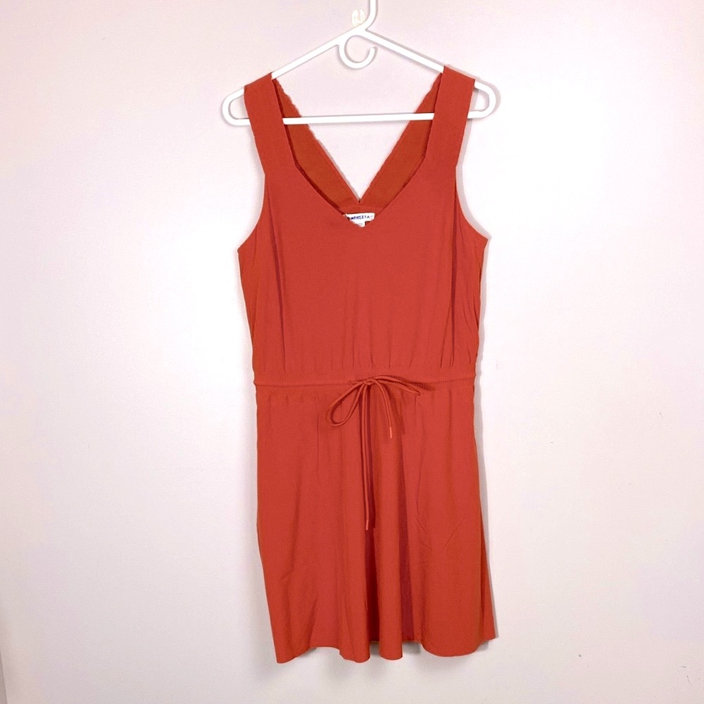 Athleta Savannah Strap Mini Orange Tie Front Sundress size medium - Picture 2 of 12